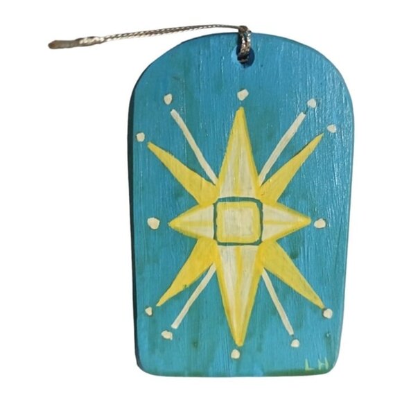 Set of 4 wooden christmas ornaments double sided - Picture 3 of 7